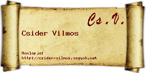 Csider Vilmos névjegykártya